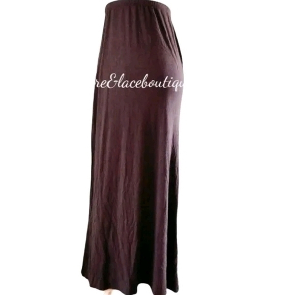 BOSTON PROPER *BROWN* STRETCH KNIT HIGH SLIT MAXI SKIRT SZ L - Picture 4 of 5